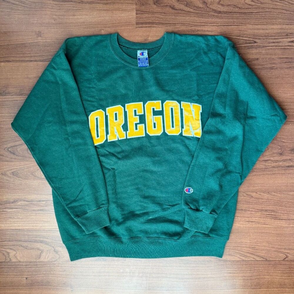 Vintage 90s/Y2K Champion University of Oregon Sweatshirt - Green Size M